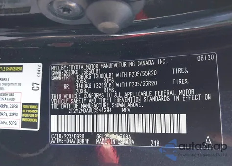 2020 Lexus Rx 350 F Sport Performance from USA, damaged, VIN 2T2YZMDA0LC244384